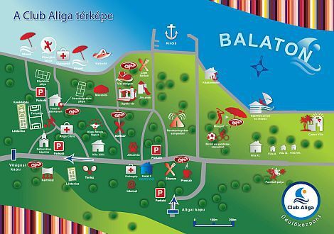 Hotel Club Aliga Balatonvilágos - a balatoni üdülőközpont térképe segít tájékozódni a vendégeknek